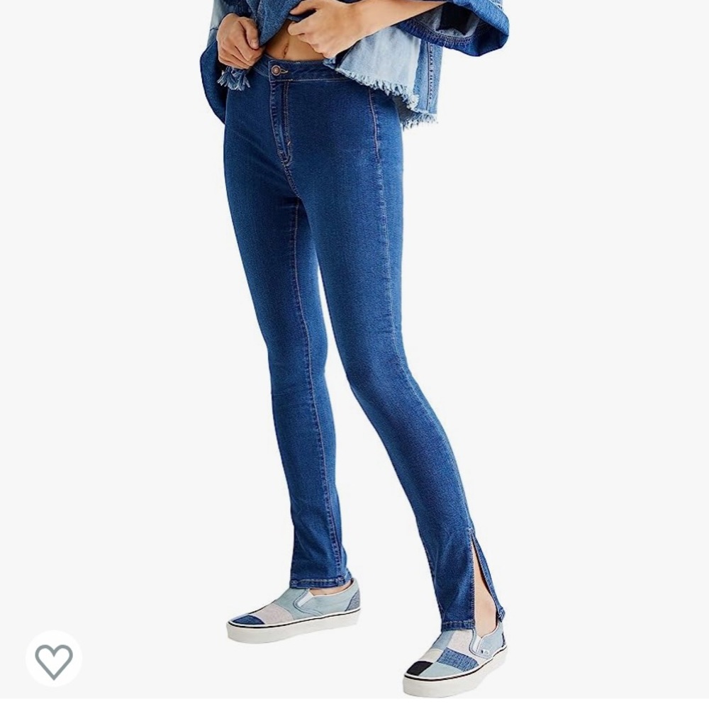 We the Free Free People Riley Slit Skinny Jean Nightshade Blue 28